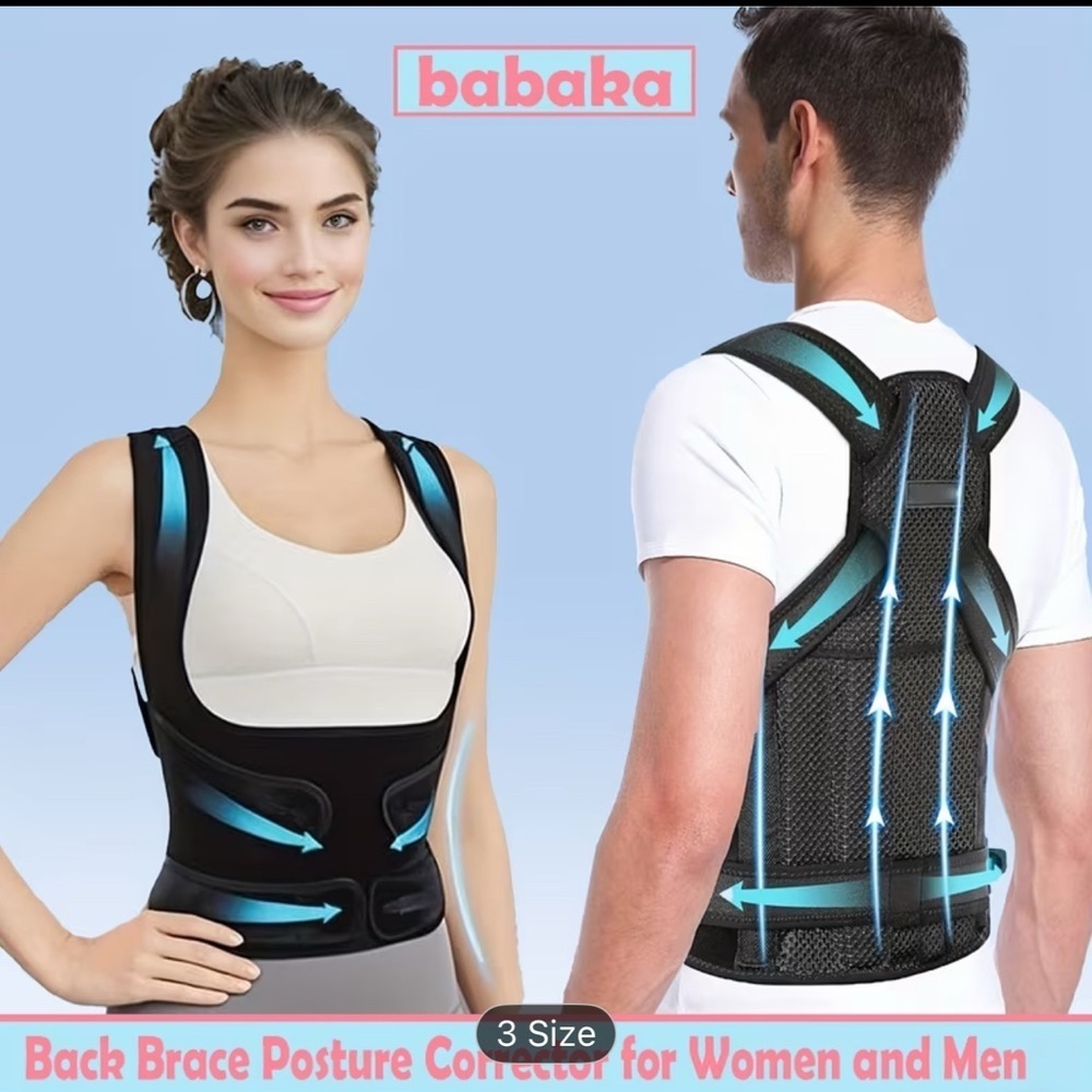 Posture Corrector Unisex adjustable back brace Posture Corrector sz L, black NWT